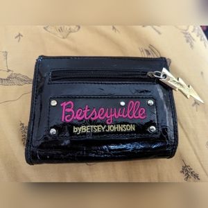 Betseyville by Betsey Johnson Patent Black Trifold Wallet